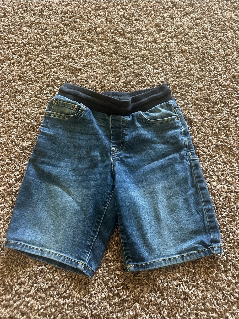 Sonoma Ribbed Waistband Denim Shorts in Dark Blue